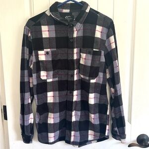 Women’s Bundle of 2 Flannels, Black and Gray Plaid, Pink and Black, Cozy fleece